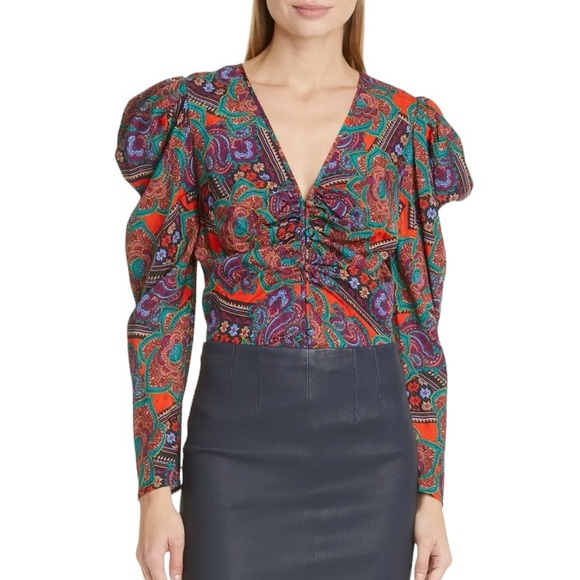 Veronica Beard Simmons Paisley Floral Silk Blend Whimsical Top NWT Size 6 - Picture 2 of 7